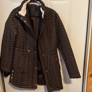 Laundry By Shelli Segal Brown Quilted Puffer Jacket